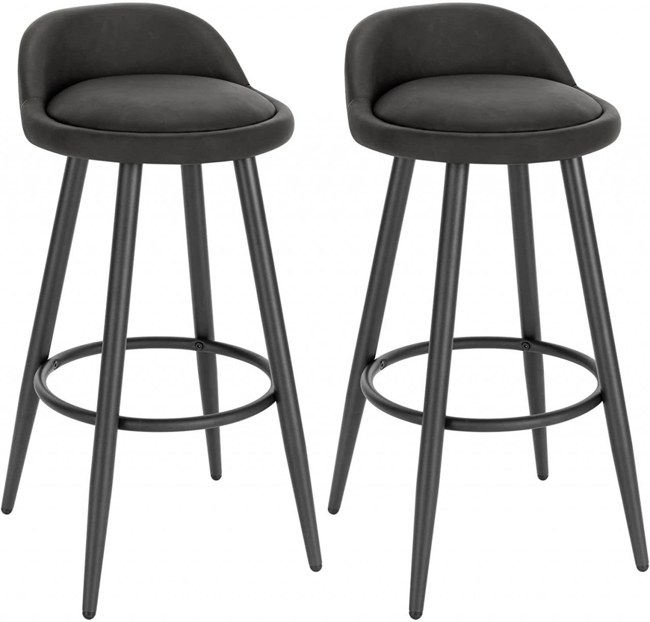 24goodz Bar Stool - Stable and Robust Design - High Comfort - Wood and Faux Leather - For Modern and Classic Interiors - Anthracite