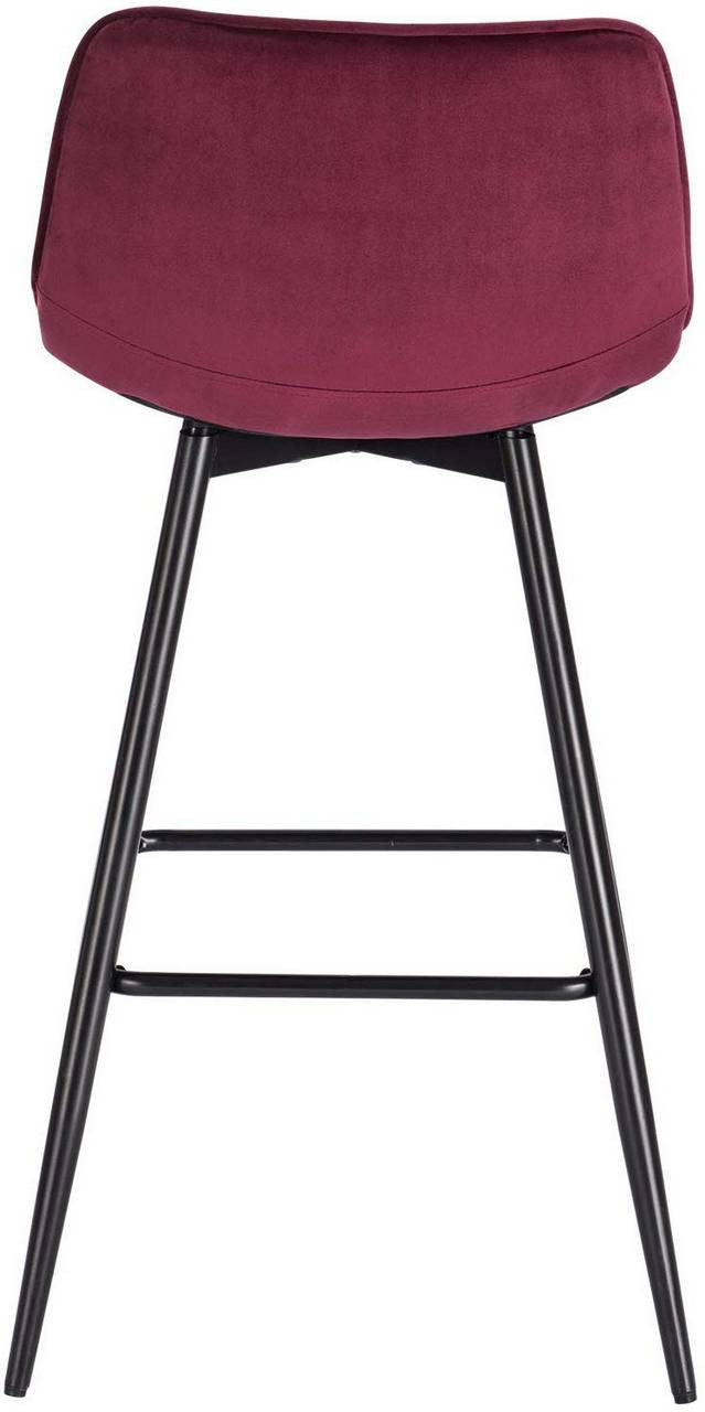 24goodz Velvet Bar Stool - Comfortable & Ergonomic - Sturdy & Robust - Velvet + Metal - Bordeaux - Set of 2/4 - bd