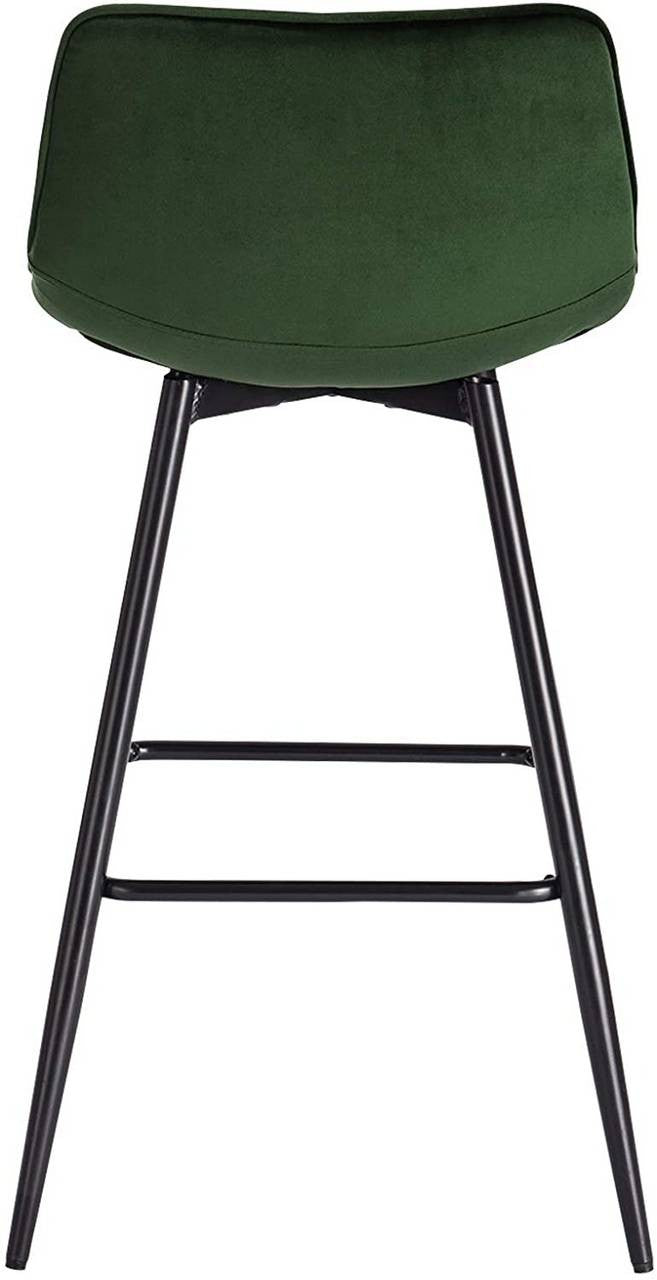 24goodz Velvet Bar Stool Set - Comfortable & Ergonomic - Sturdy & Robust - Velvet + Metal - Dark Green - dgn