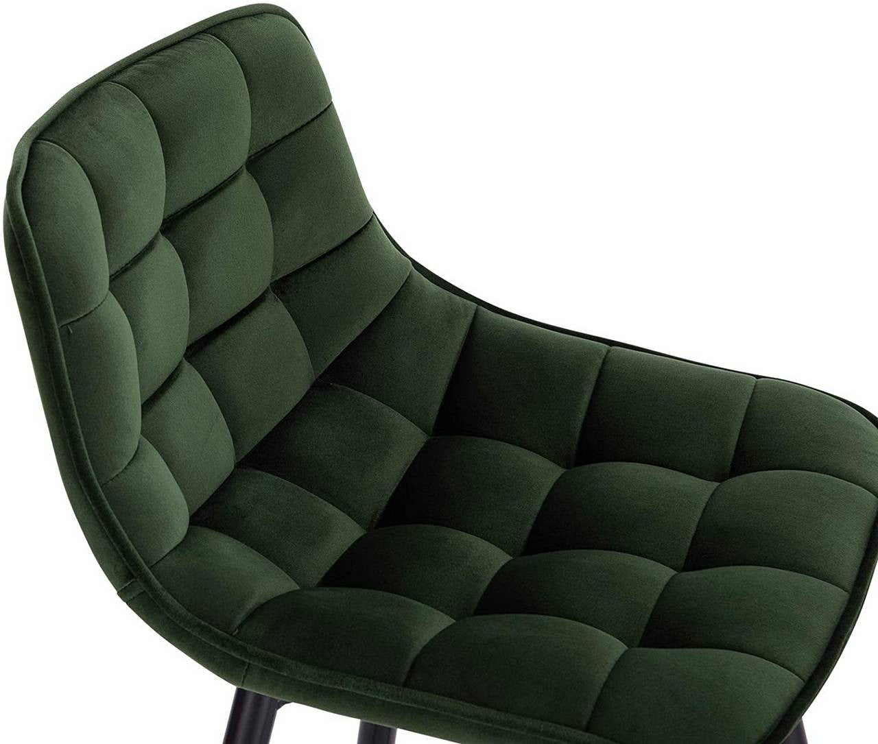 24goodz Velvet Bar Stool - Comfortable & Ergonomic - Sturdy & Robust - Velvet + Metal Frame - Dark Green - dgn