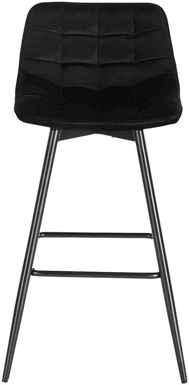24goodz Velvet Bar Stool - Comfortable & Ergonomic - Sturdy Metal Frame - Black - Set of 2 - sz