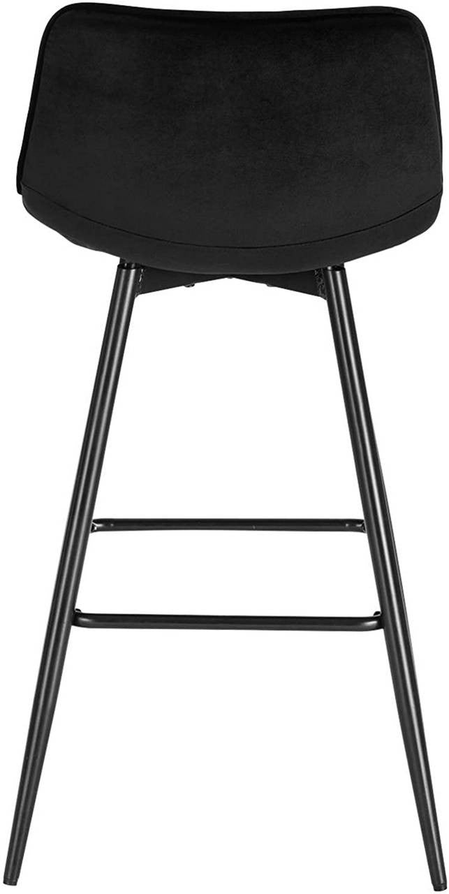 24goodz Velvet Bar Stool - Comfortable & Ergonomic - Sturdy Metal Frame - Black - Set of 2 - sz