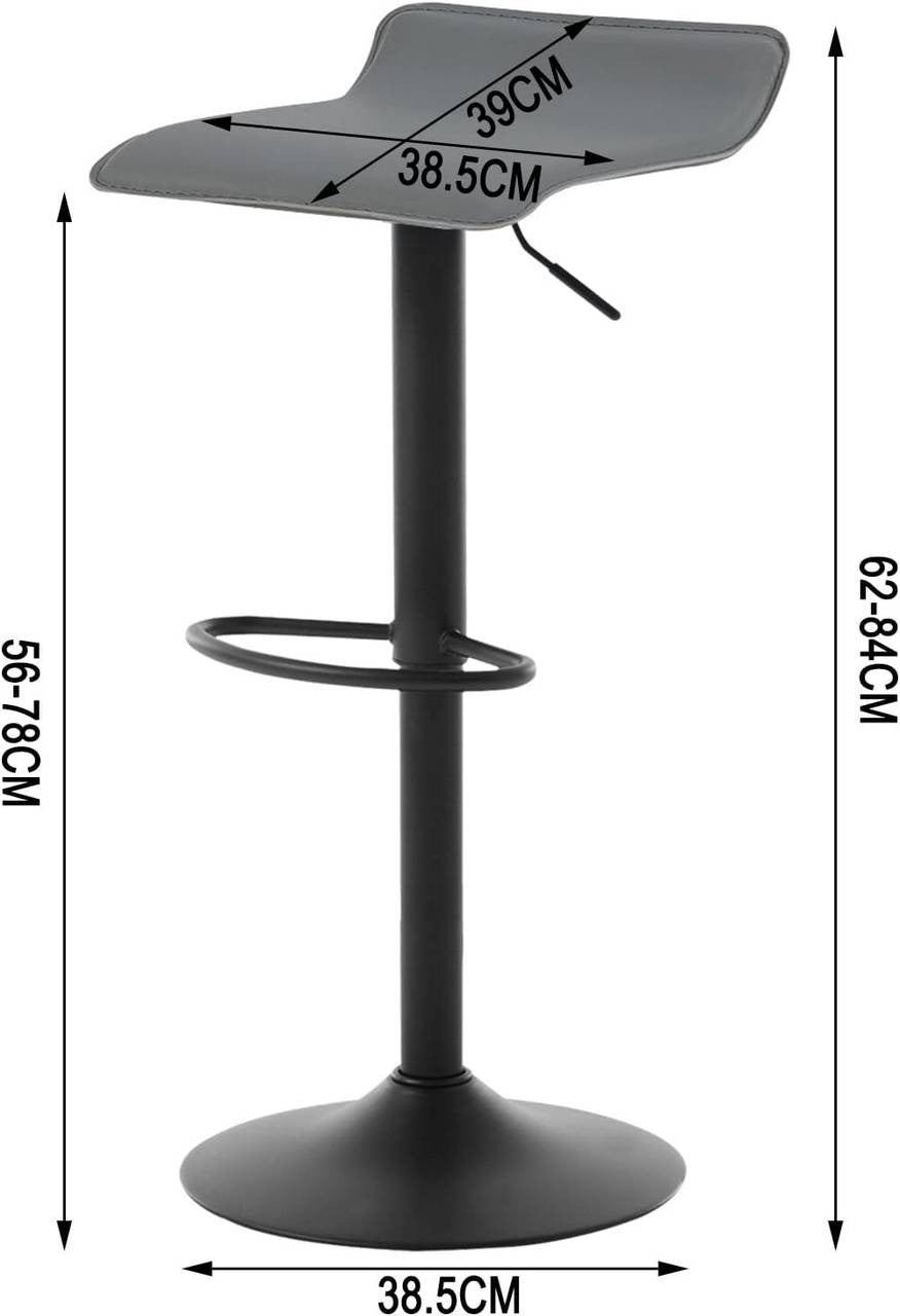 24goodz Adjustable Bar Stool - Ergonomic Comfort - Durable Metal Frame - Faux Leather - For Home & Office - Black/Grey