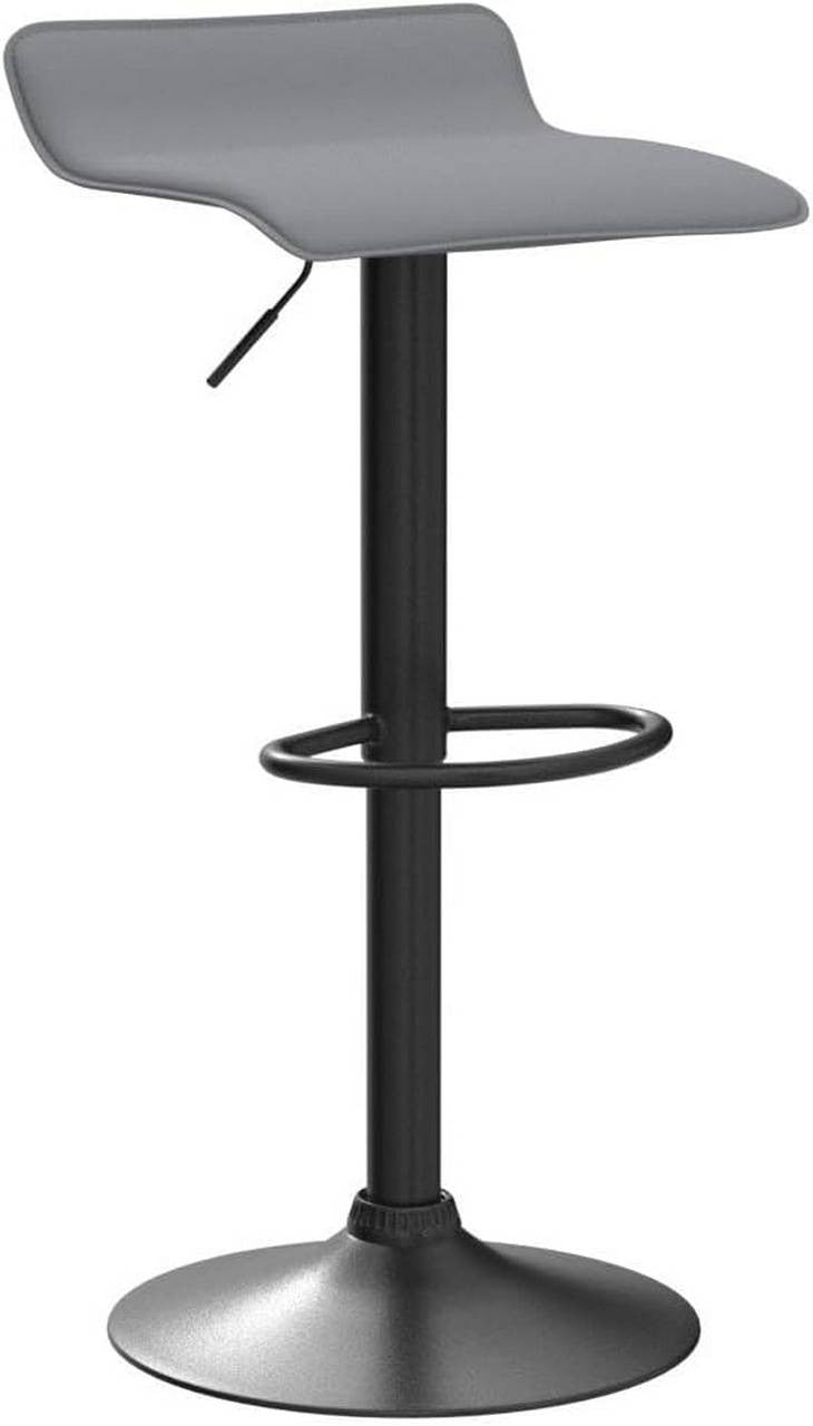 24goodz Adjustable Bar Stool - Ergonomic Comfort - Durable Metal Frame - Faux Leather - For Home & Office - Black/Grey