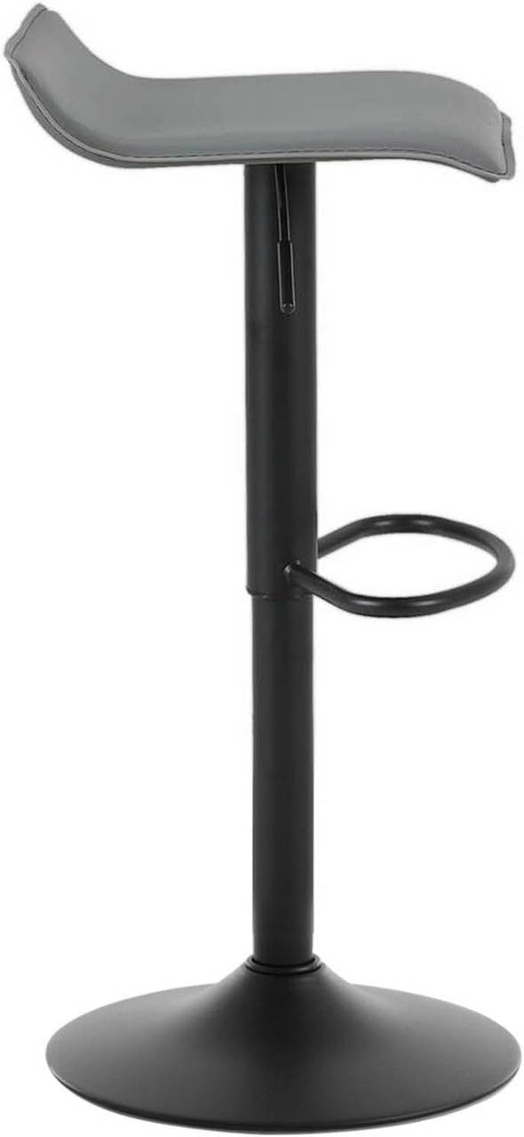 24goodz Adjustable Bar Stool - Ergonomic Comfort - Durable Metal Frame - Faux Leather - For Home & Office - Black/Grey