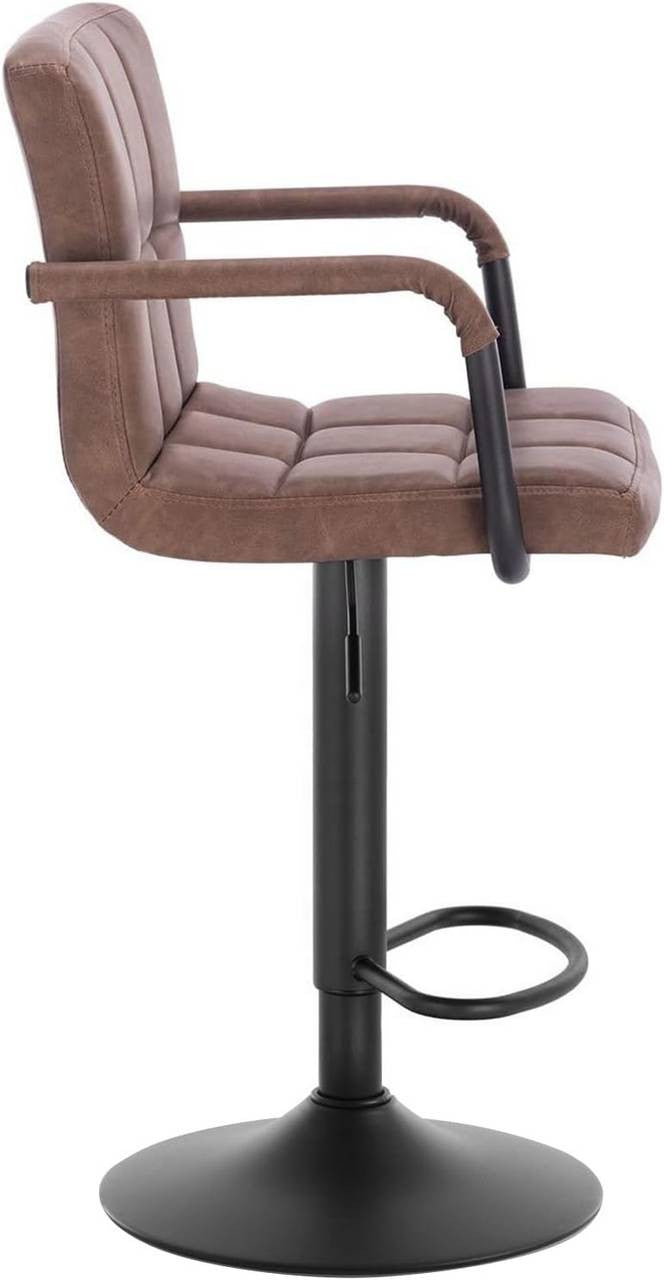 24goodz Bar Stool with Swivel Backrest - Ergonomic Design - Durable Faux Leather - For Home & Bistro Use - Dark Brown - dbr