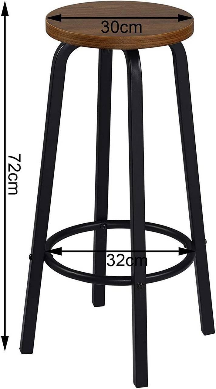 24goodz Set of 2 Bistro Bar Stools - Stylish and Versatile - MDF and Metal - For Home and Commercial Use - Dark Beech - dc