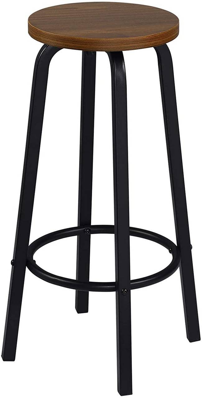 24goodz Set of 2 Bistro Bar Stools - Stylish and Versatile - MDF and Metal - For Home and Commercial Use - Dark Beech - dc