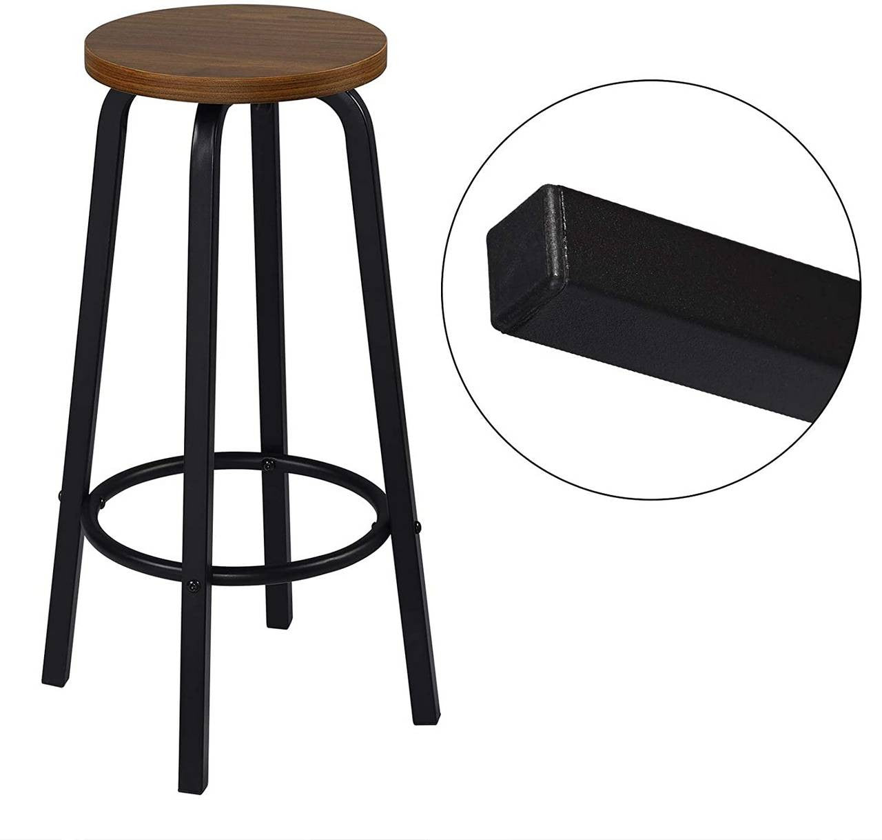 24goodz Set of 2 Bistro Bar Stools - Stylish and Versatile - MDF and Metal - For Home and Commercial Use - Dark Beech - dc