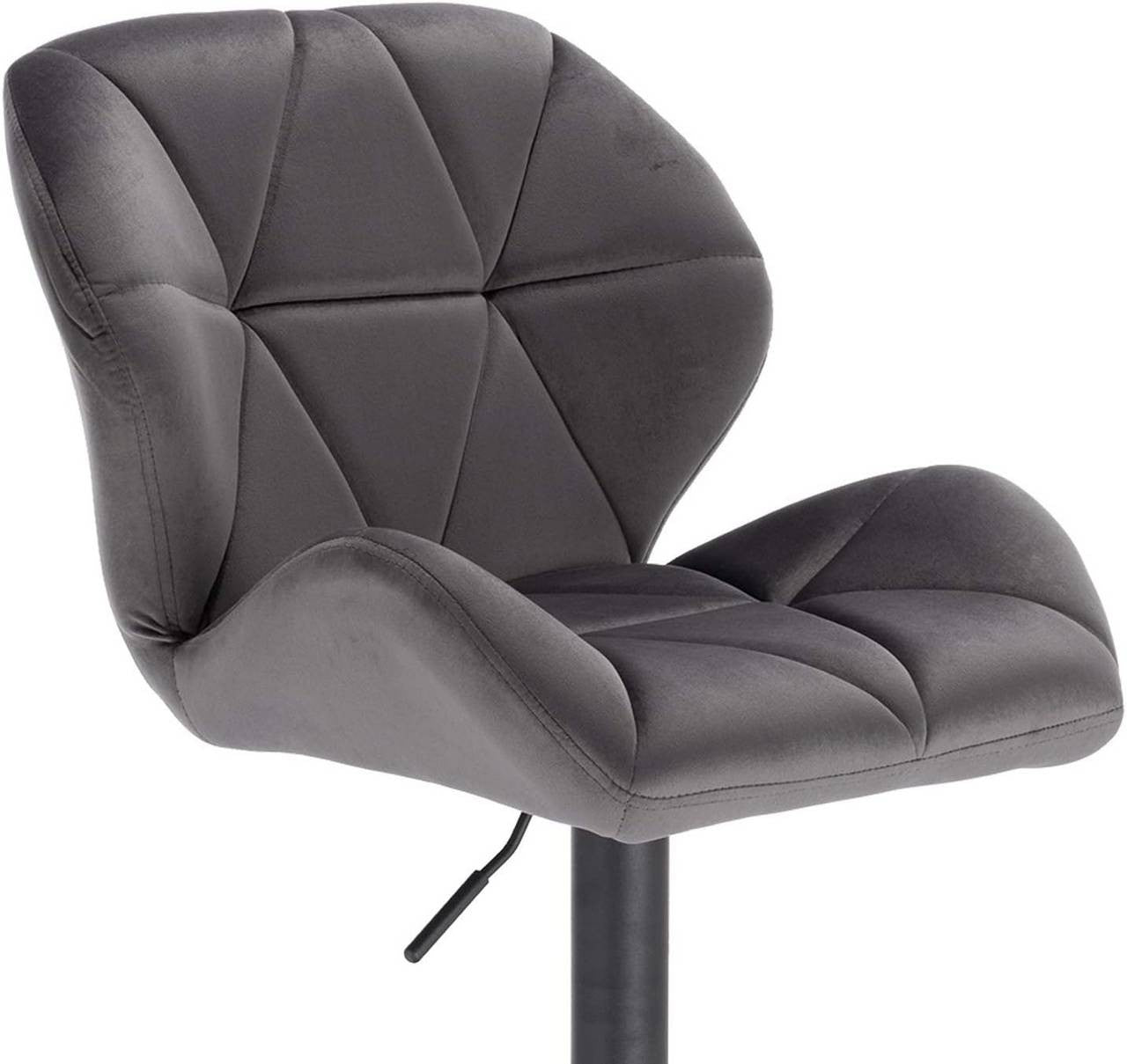 24goodz Velvet Bar Stool with Backrest - Ergonomic Comfort - Durable and Long-lasting - Velvet + Metal - Dark Grey - dgr