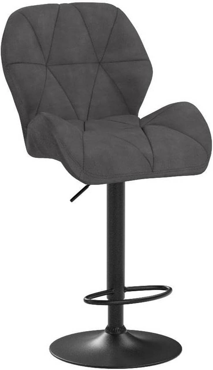 24goodz Velvet Bar Stool with Backrest - Ergonomic Comfort - Durable and Long-lasting - Velvet + Metal - Dark Grey - dgr
