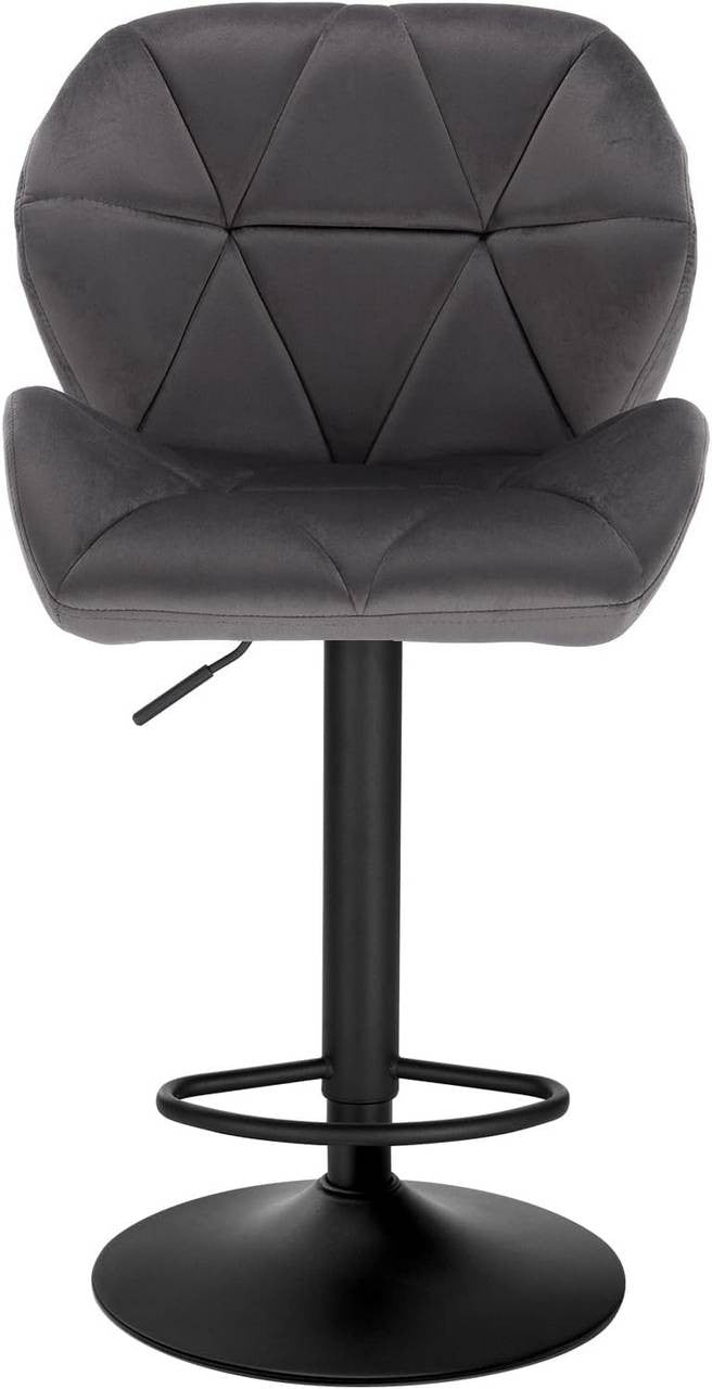 24goodz Velvet Bar Stool with Backrest - Ergonomic Comfort - Durable and Long-lasting - Velvet + Metal - Dark Grey - dgr