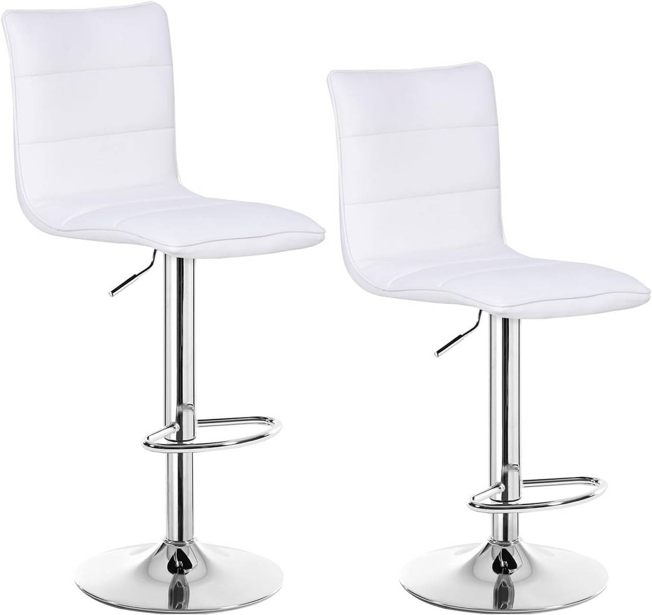 24goodz Bar Stool - Comfortable and Ergonomic Design - Durable Materials - Faux Leather and Chrome Frame - White - ws