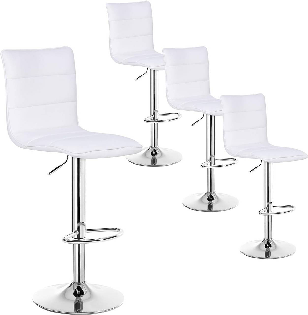 24goodz Bar Stool - Comfortable and Ergonomic - Durable and Multifunctional - Faux Leather - For Home and Commercial Use - White - ws