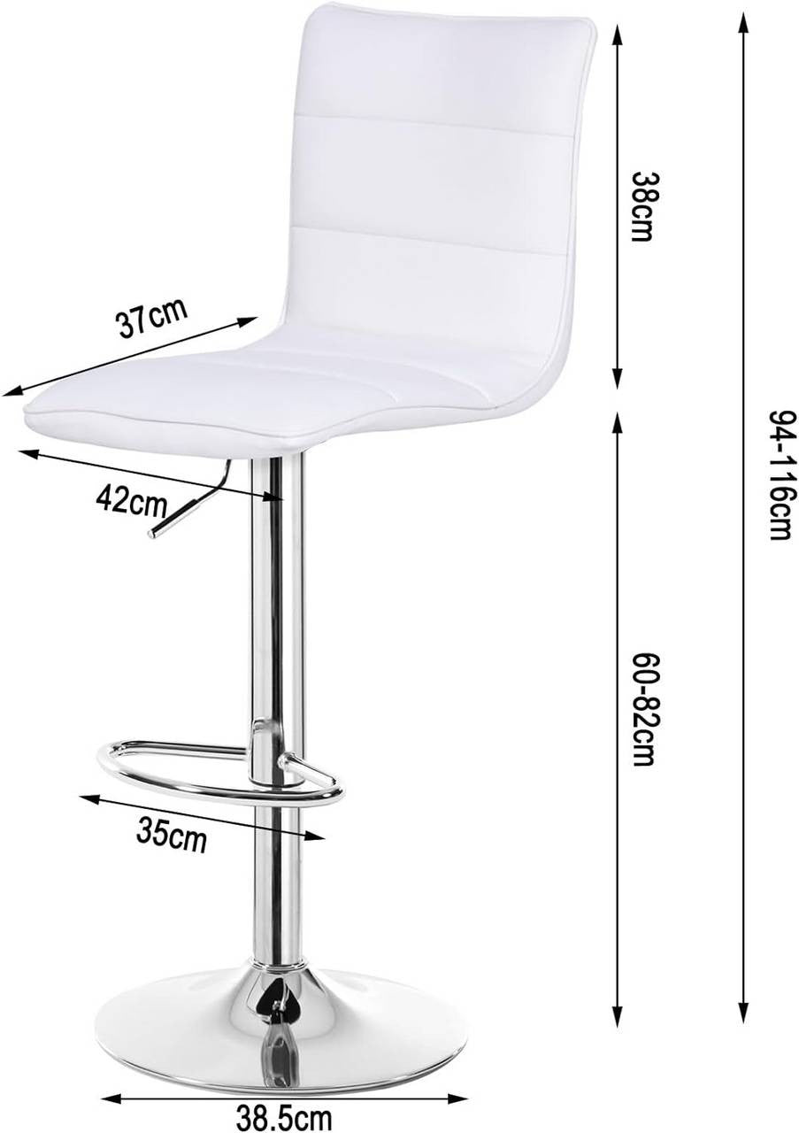 24goodz Bar Stool - Comfortable and Ergonomic - Durable and Multifunctional - Faux Leather - White - ws