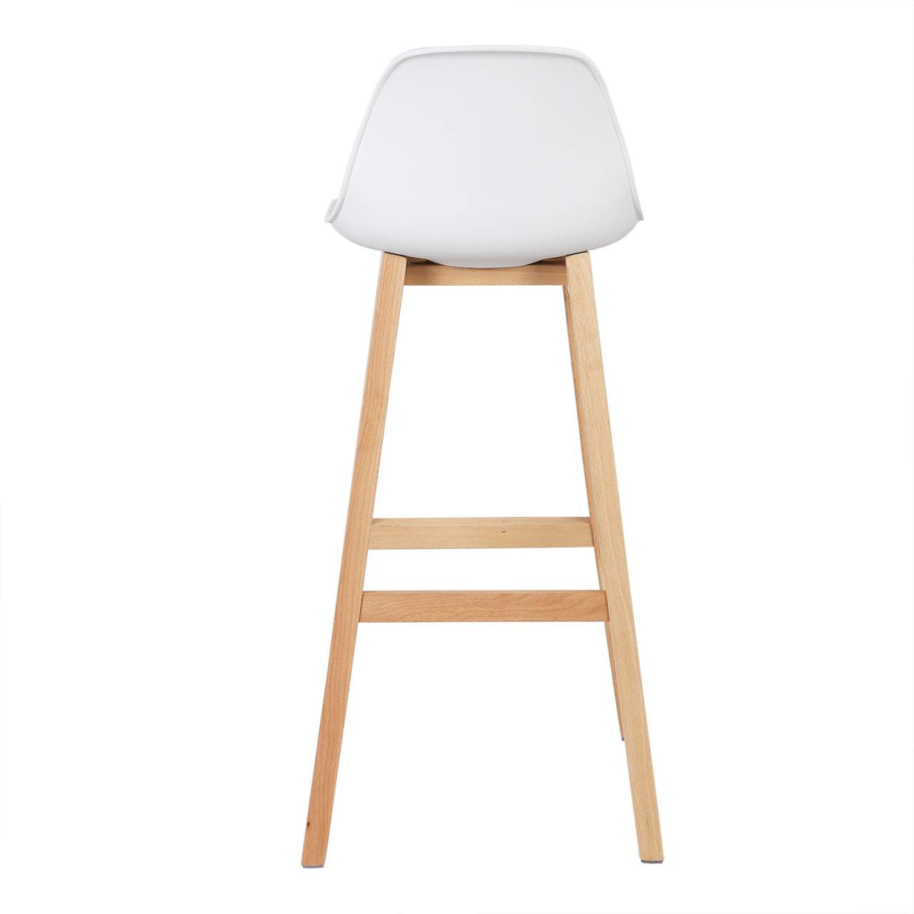 24goodz Stylish Bar Stool - Scandinavian Design - Ergonomic Comfort - Wood and Faux Leather - For Home and Cafés - Wood Colour + White - ws