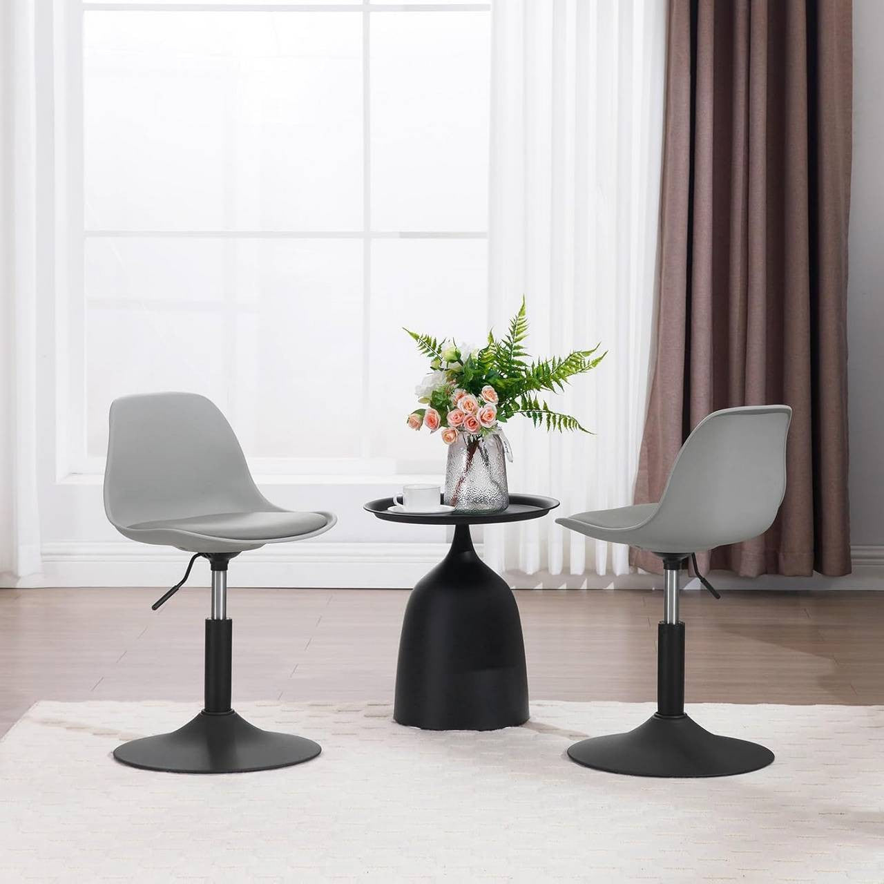 24goodz Adjustable Bar Stool - Ergonomic Design - Anti-Slip Base - PU + Metal - Grey