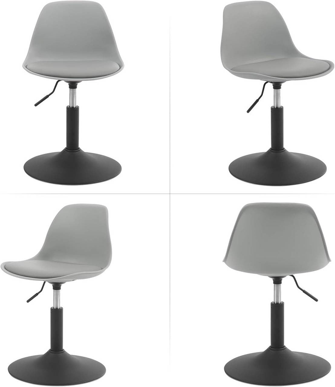 24goodz Adjustable Bar Stool - Ergonomic Design - Anti-Slip Base - PU + Metal - Grey