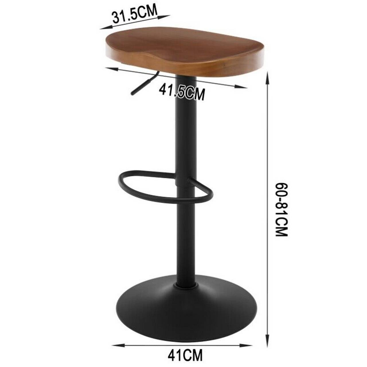 24goodz Saddle Seat Bar Stool - Ergonomic Design - Height Adjustable - Solid Wood and Metal - Brown