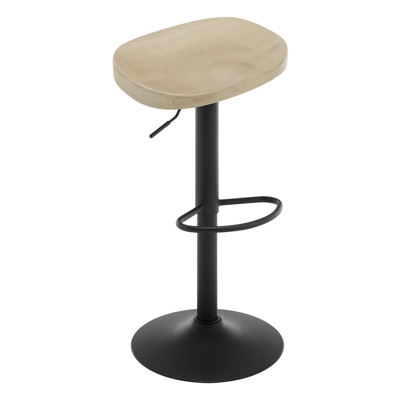 24goodz Ergonomic Bar Stool - Comfortable Saddle Seat - Height Adjustable - Solid Wood and Metal - Light Wood Finish