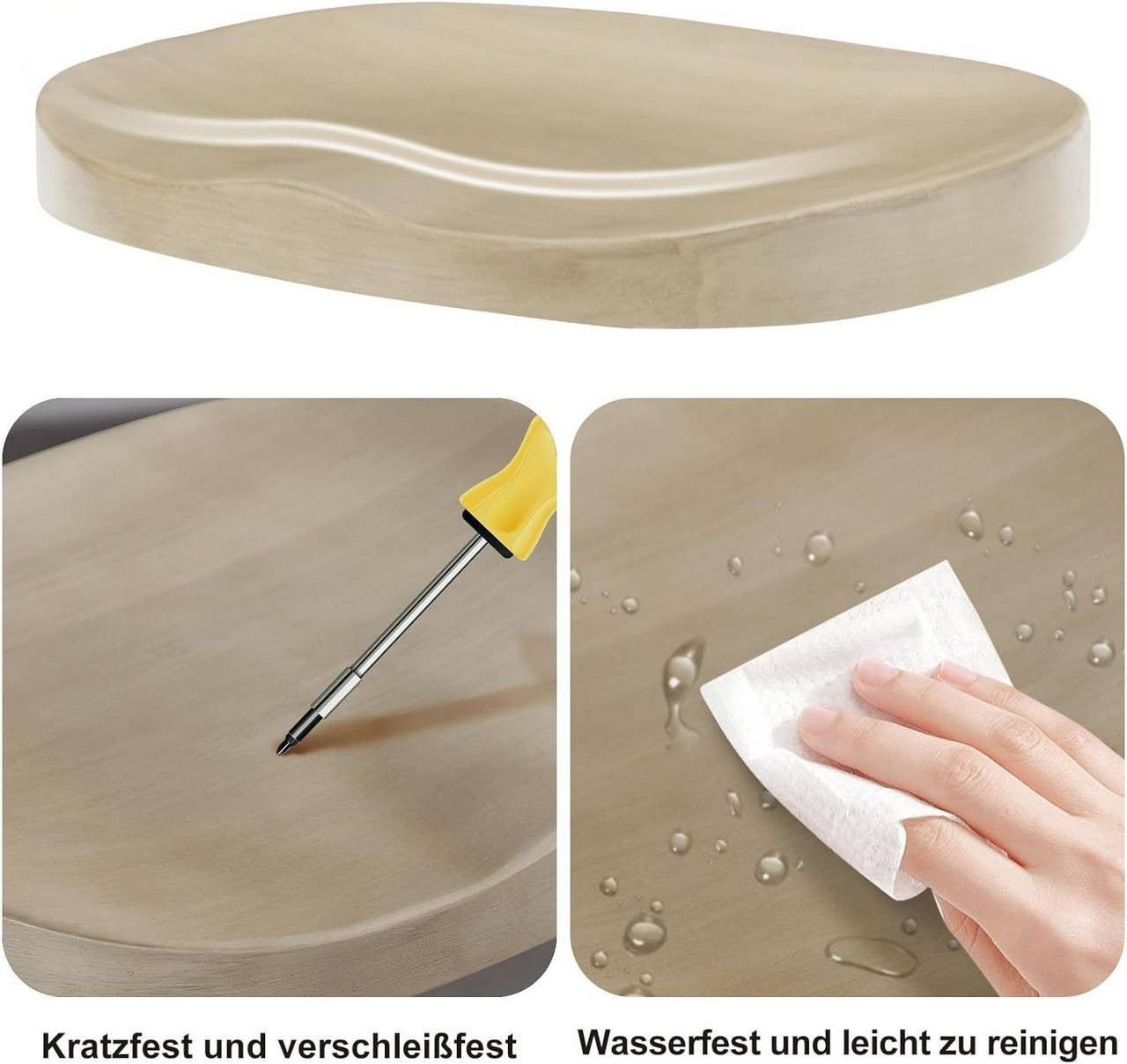 24goodz Ergonomic Bar Stool - Comfortable Saddle Seat - Height Adjustable - Solid Wood and Metal - Light Wood Finish