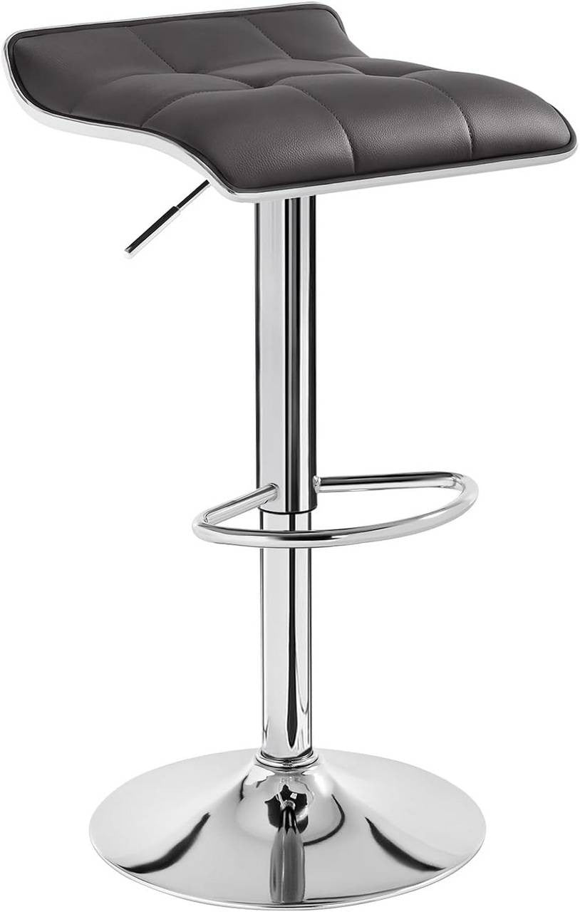 24goodz Bar Stool - Ergonomic Comfort - Durable and Stylish - Faux Leather - For Home and Office - Grey