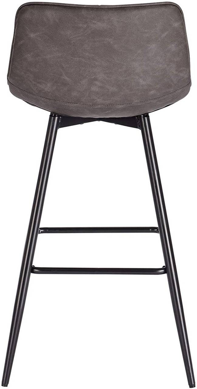 24goodz Bar Stool with Footrest - Comfortable & Ergonomic - Stable & Robust - Faux Leather - Dark Grey - dgr