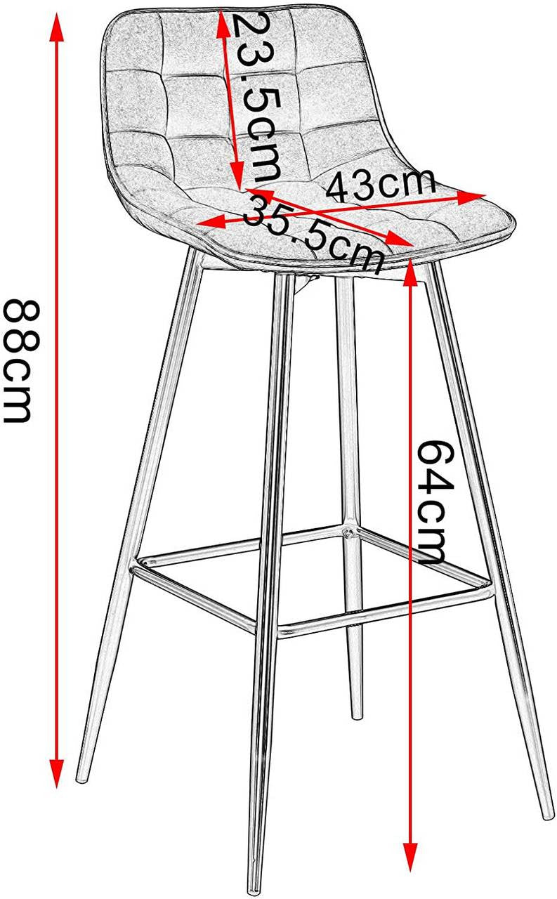 24goodz Bar Stool with Footrest - Comfortable & Ergonomic - Stable & Robust - Faux Leather - Dark Grey - dgr