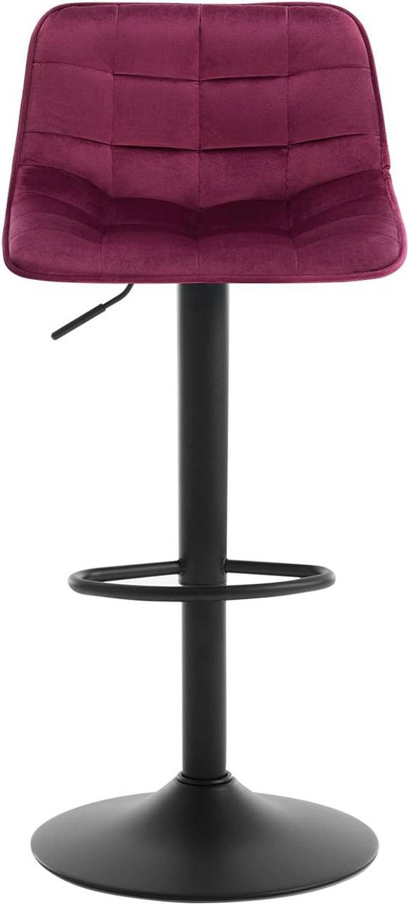 24goodz Velvet Bar Stool with Backrest - Comfortable and Ergonomic - Durable Metal Frame - For Home and Bistro Use - Bordeaux - bd
