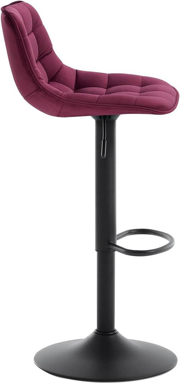 24goodz Velvet Bar Stool with Backrest - Comfortable and Ergonomic - Durable Metal Frame - For Home and Bistro Use - Bordeaux - bd