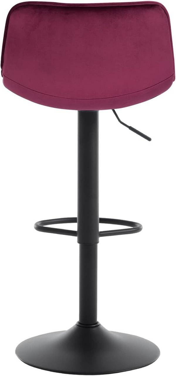 24goodz Velvet Bar Stool with Backrest - Comfortable and Ergonomic - Durable Metal Frame - For Home and Bistro Use - Bordeaux - bd