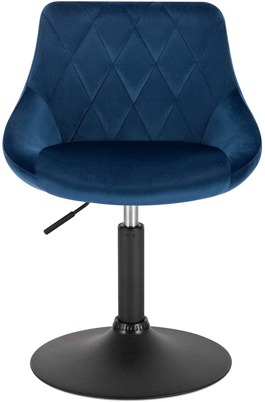 24goodz Velvet Bar Stool with Backrest - Comfortable and Ergonomic Design - Durable Metal Frame - For Home and Kitchen - Blue