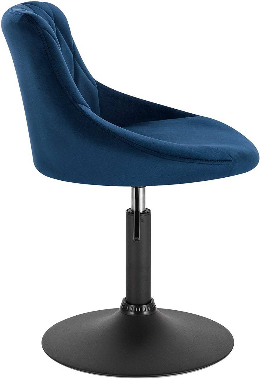24goodz Velvet Bar Stool with Backrest - Comfortable and Ergonomic Design - Durable Metal Frame - For Home and Kitchen - Blue