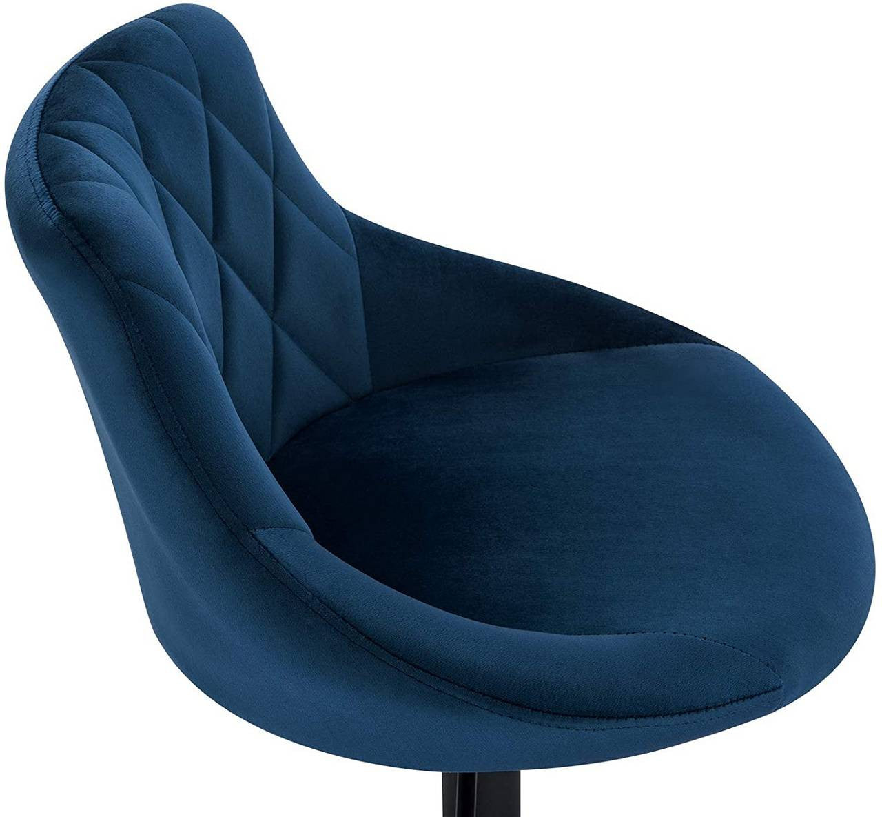 24goodz Velvet Bar Stool with Backrest - Comfortable and Ergonomic Design - Durable Metal Frame - For Home and Kitchen - Blue