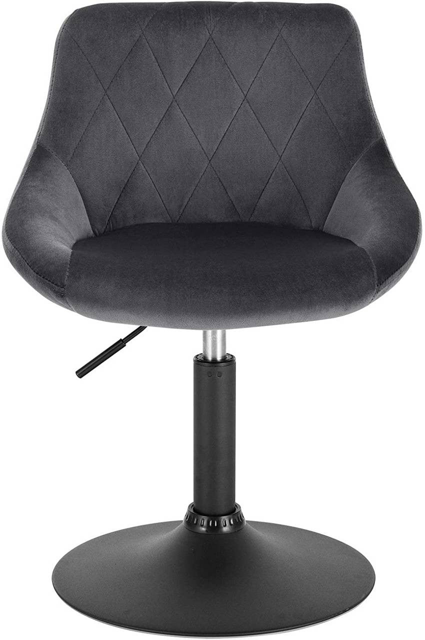 24goodz Velvet Bar Stool with Backrest - Comfortable and Ergonomic Design - Durable Metal Frame - For Home and Kitchen - Dark Grey - dgr