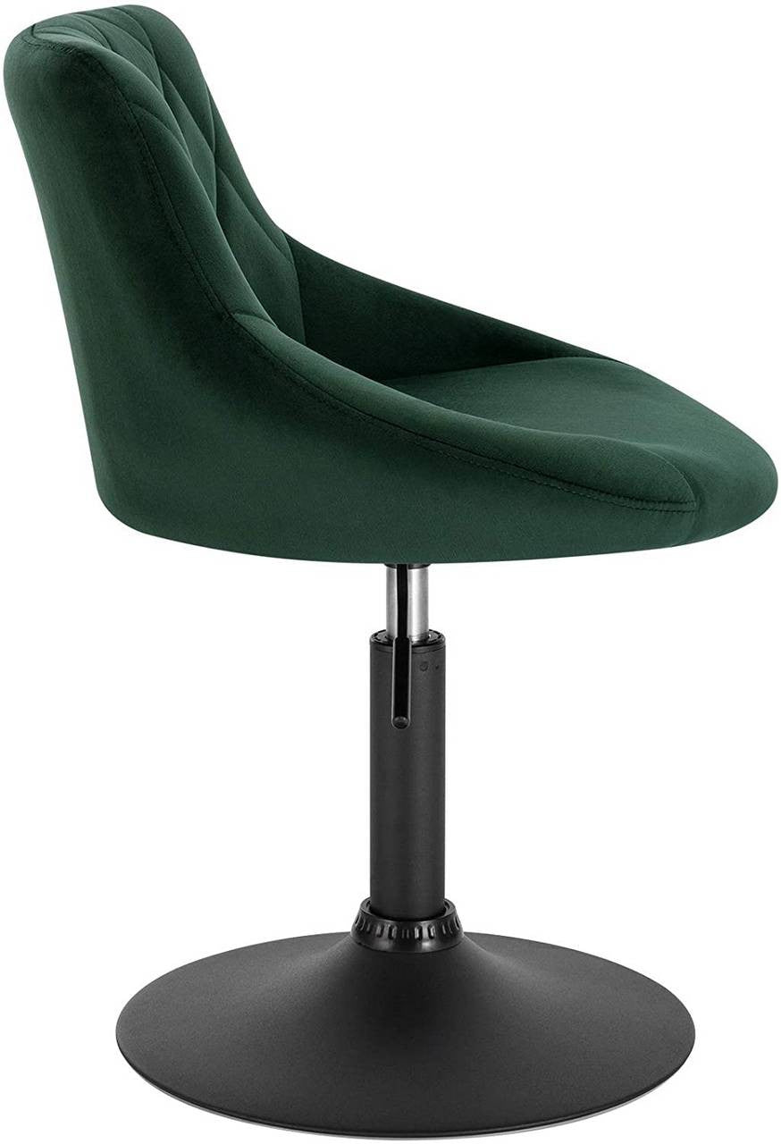 24goodz Bar Stool Set - Comfortable and Ergonomic Design - Adjustable Height - Velvet and Metal - Dark Green - dgn