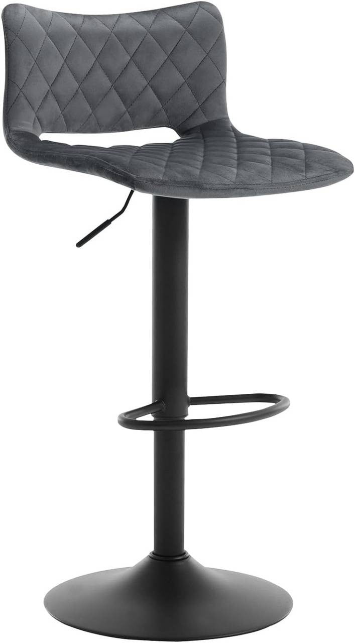 24goodz Adjustable Bar Stool - Ergonomic Design - Durable Metal Frame - Velvet - For Home Bars and Kitchens - Dark Grey