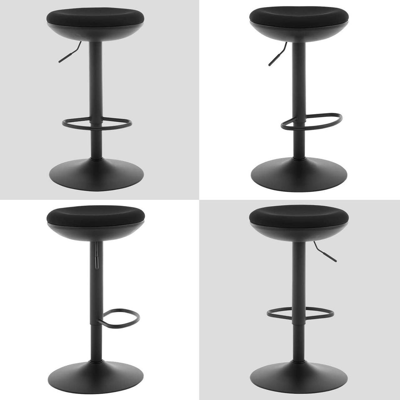 24goodz Adjustable Swivel Bar Stool - Comfortable & Breathable - Metal Frame - For Home & Dining - Black