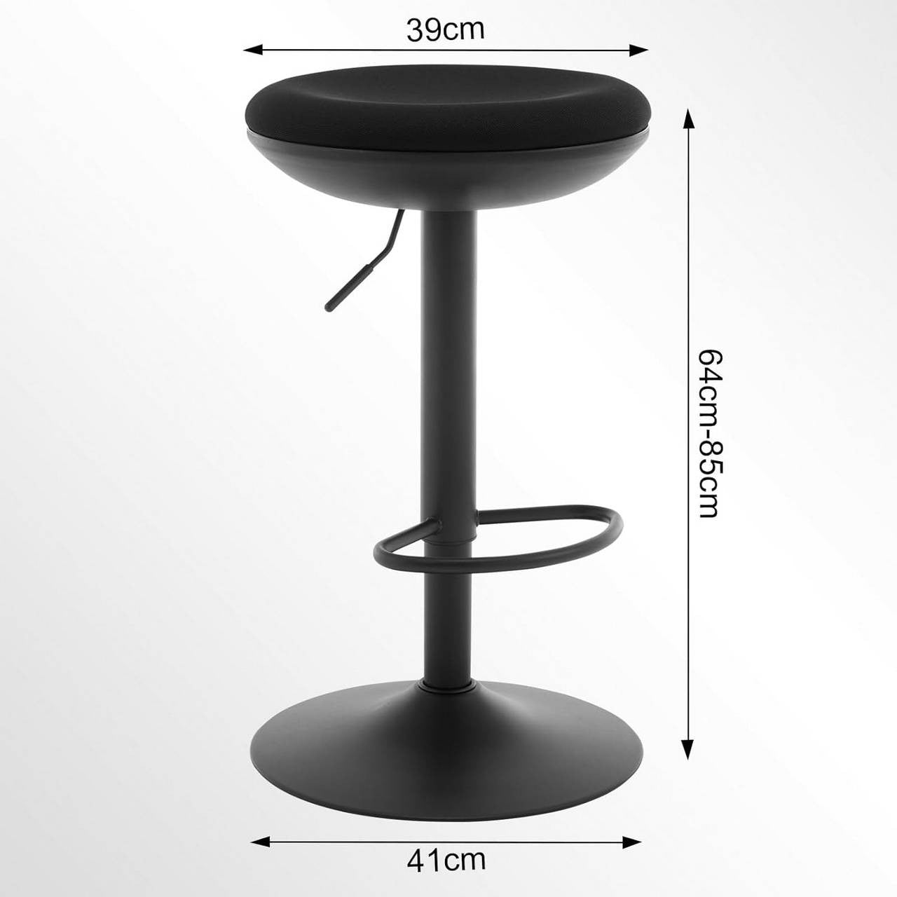 24goodz Adjustable Bar Stool - Comfortable and Breathable - Durable Metal Frame - Black - For Home and Commercial Use