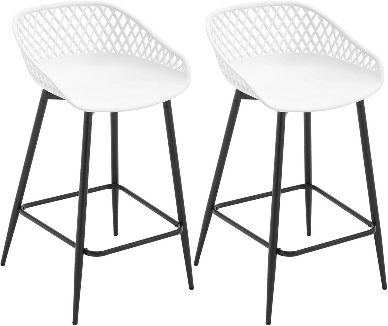 24goodz Comfortable Bar Stool with Hollow Backrest - Ergonomic Design - PP and Metal - For Indoor and Outdoor Use - White/Gray/Black