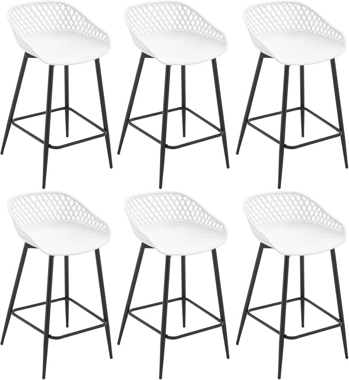 24goodz Stylish Bar Stool - Comfortable Hollow Backrest - Durable & Robust - PP Material - White/Gray/Black