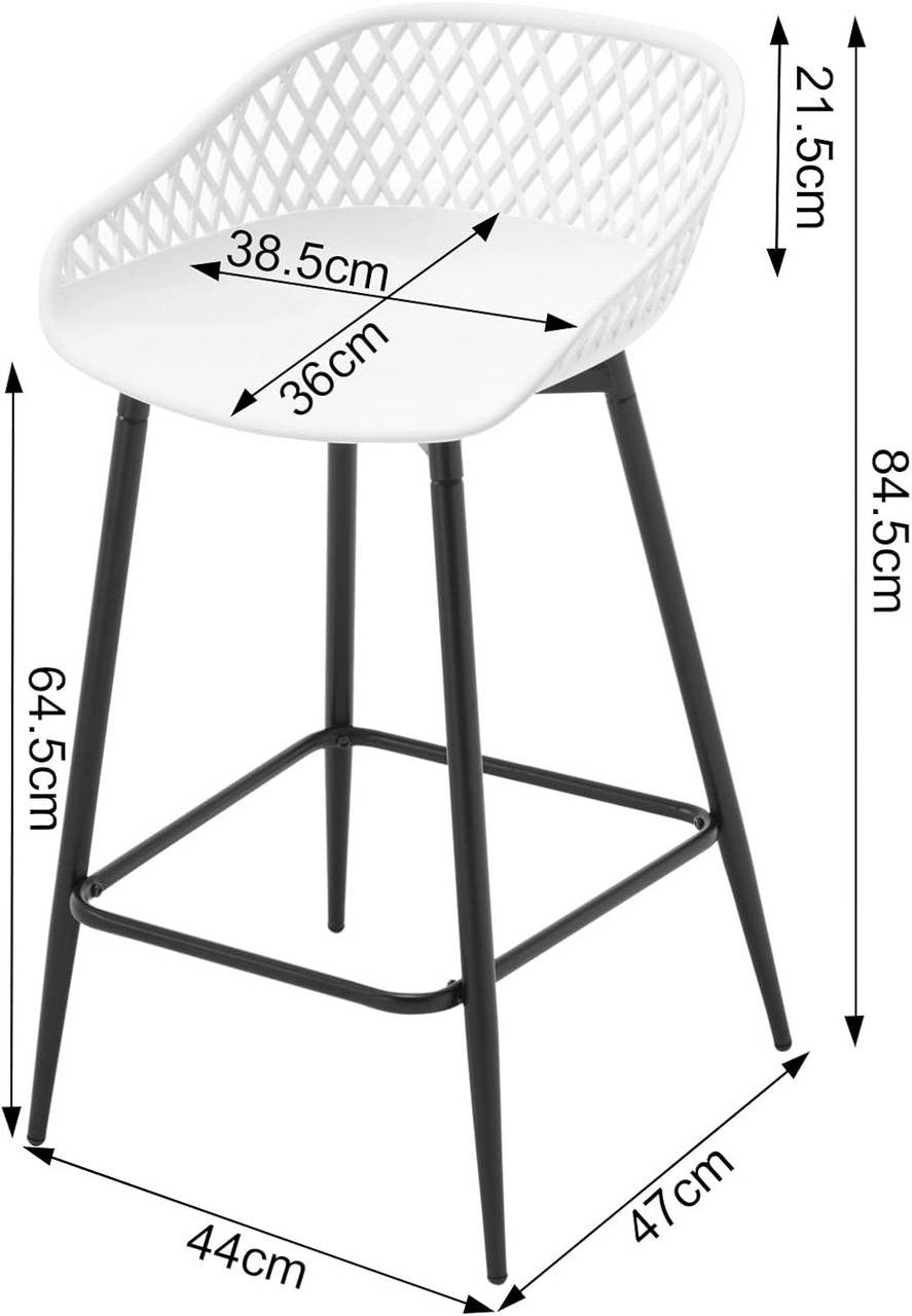 24goodz Stylish Bar Stool - Comfortable Hollow Backrest - Durable & Robust - PP Material - White/Gray/Black