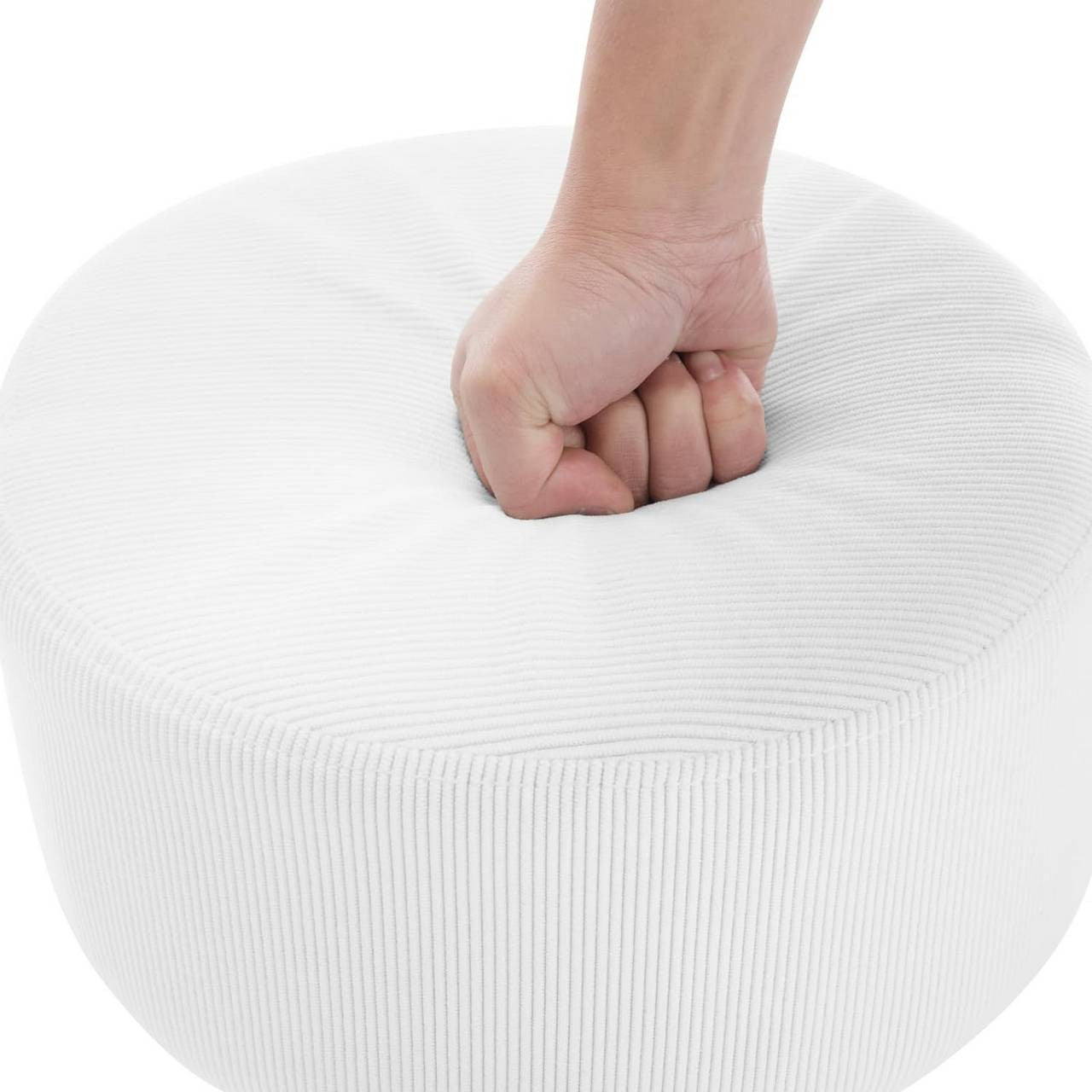 24goodz Adjustable Swivel Bar Stool - Comfortable and Breathable Seat - Durable Metal Base - Corduroy - For Home and Salon Use - White