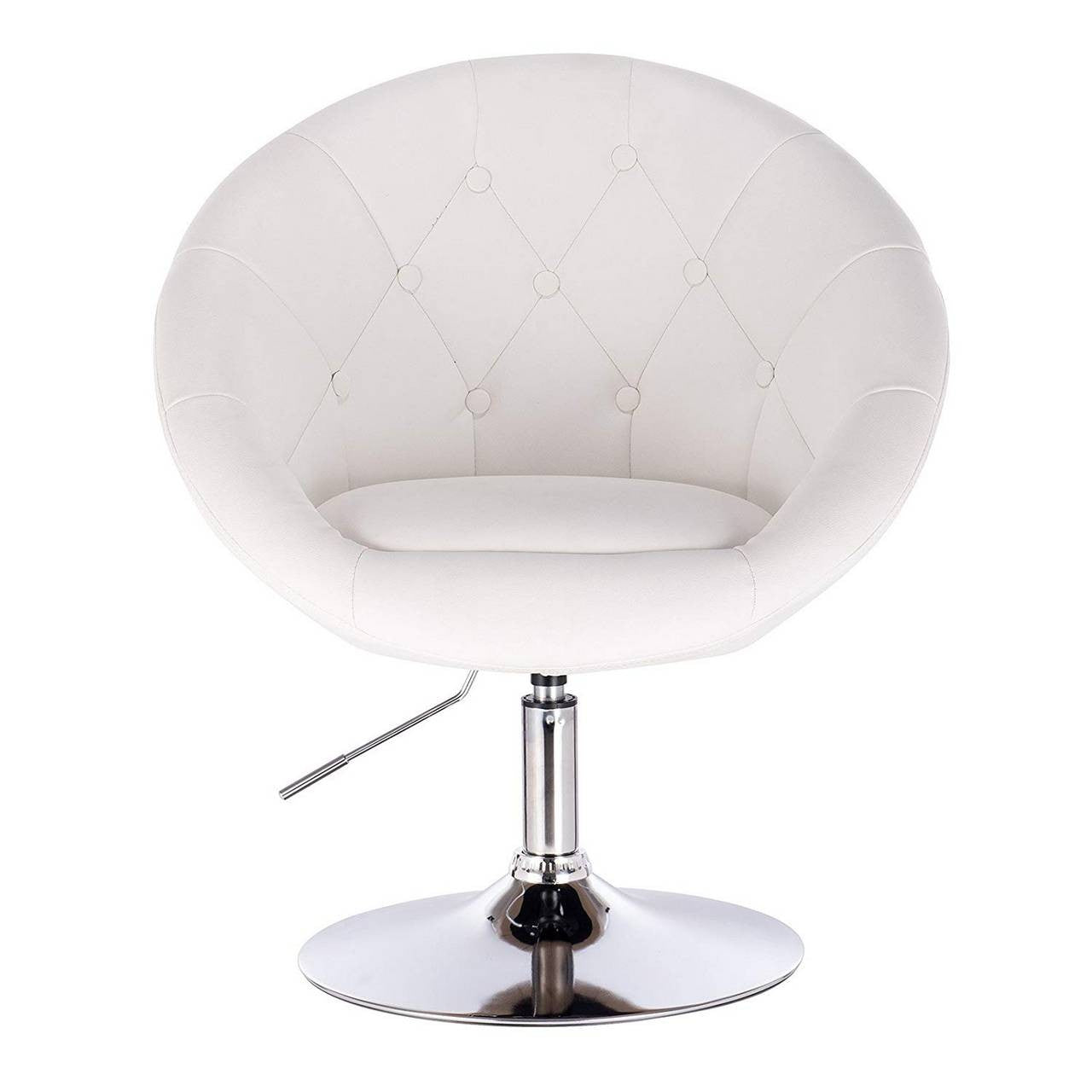 24goodz Adjustable Bar Stool - Comfortable Design - Ergonomic Principles - Faux Leather - For Home and Office - White - ws