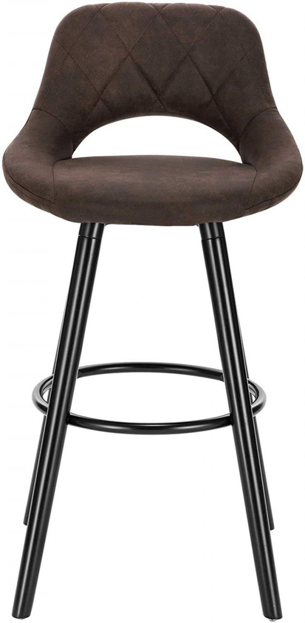 24goodz Bar Stool with Backrest and Footrest - Ergonomic Design - High-Quality Fabric and Solid Wood - For Home and Commercial Use - Dark Brown - dbr