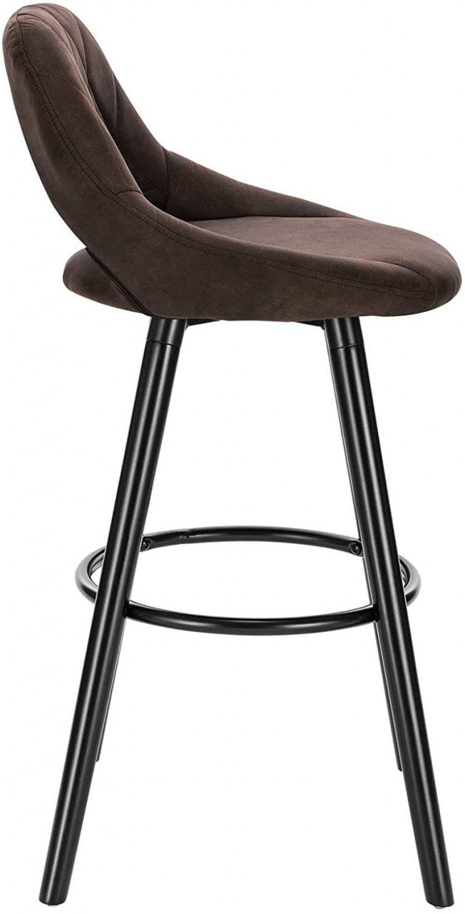24goodz Bar Stool with Backrest and Footrest - Ergonomic Design - High-Quality Fabric and Solid Wood - For Home and Commercial Use - Dark Brown - dbr