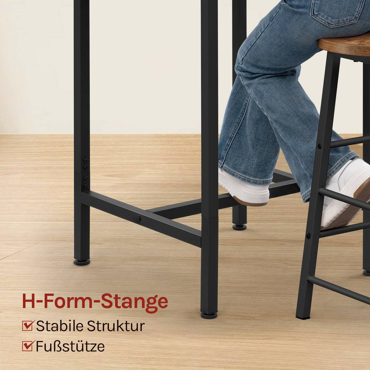 24goodz Bistro Table - Sturdy and Durable Design - Space-Saving - MDF and Metal - Rustic Brown - 60 x 100 x 60 cm