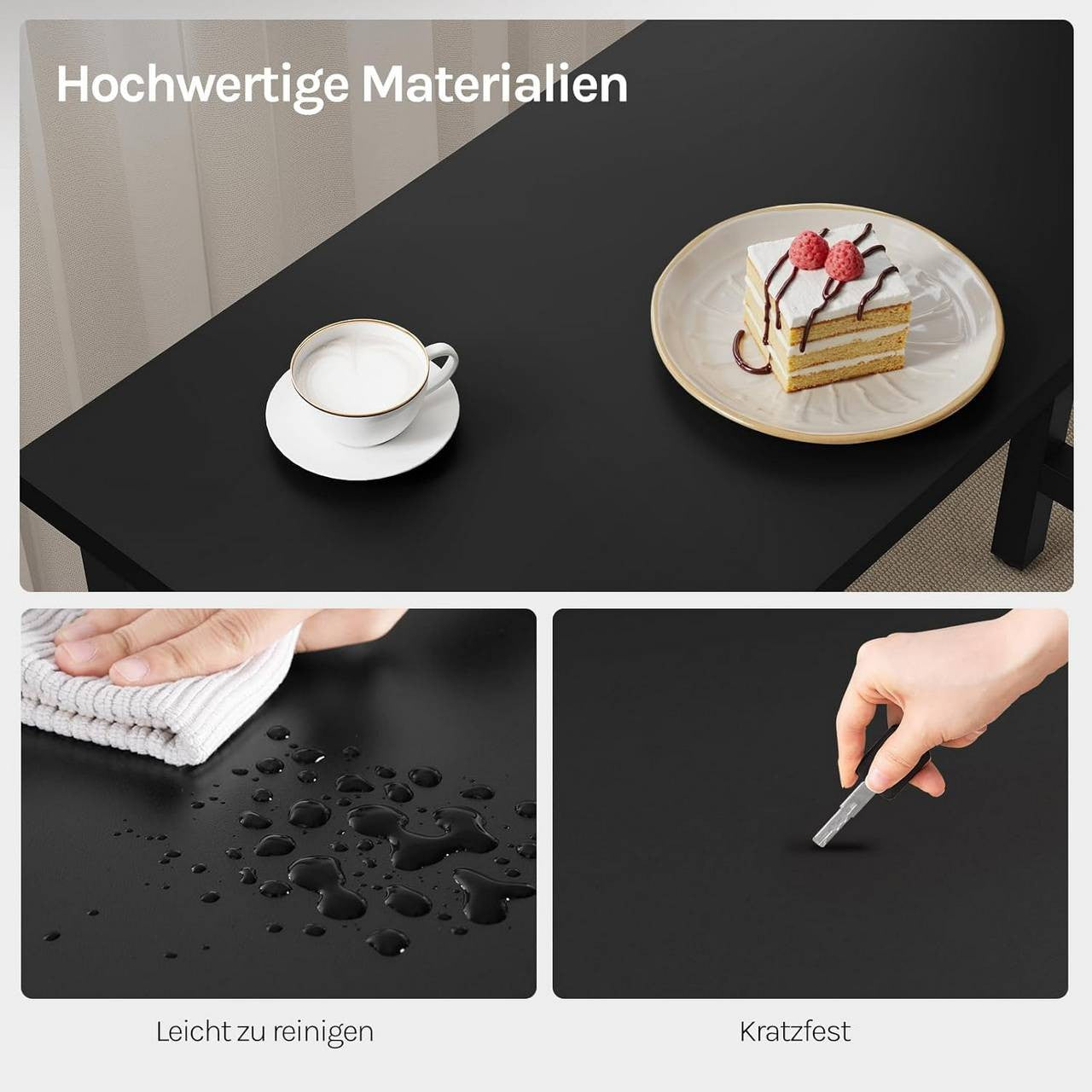 24goodz Bistro Table - Ergonomic Height for Comfort - Sturdy Metal Frame - MDF - For Home and Commercial Use - Light Oak/White/Black - 120 x 100 x 40 cm - sz