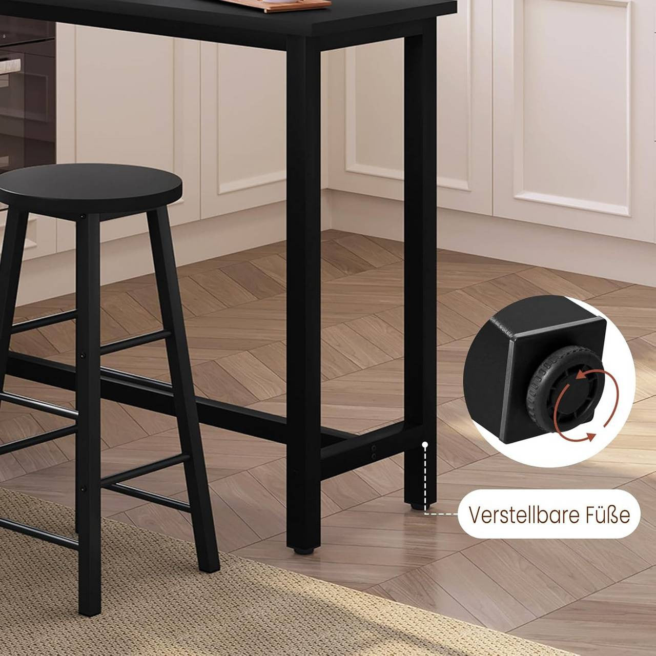 24goodz Bistro Table - Ergonomic Height for Comfort - Sturdy Metal Frame - MDF - For Home and Commercial Use - Light Oak/White/Black - 120 x 100 x 40 cm - sz