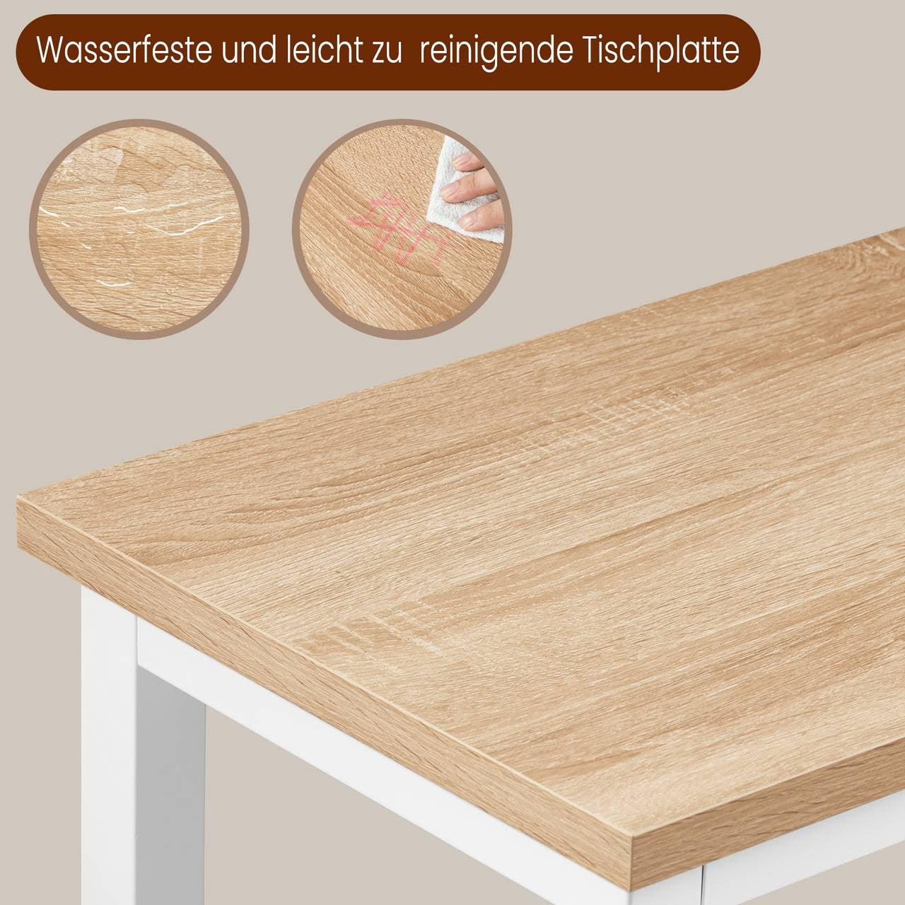 24goodz Bartafel - Ergonomic Height for Comfort - Sturdy Metal Frame - MDF - For Home and Commercial Use - Light Oak
